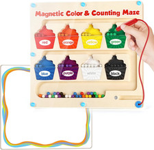 Magnetic Color  Number Maze,Montessori Toys Wooden Magnetic Puzzle Board Color
