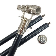 Chrome Finish Pull Up Telescope Brass Handle Victorian Black Walking Stick Cane