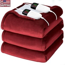 Electric Heated Blanket King Size Dual Control 10 Heat Levels Auto Shut Off New