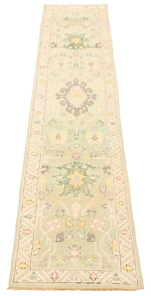 Alfombra de corredor tradicional oriental de lana 2'5" x 12'5" vintage anudada a mano Foto 3 de 4