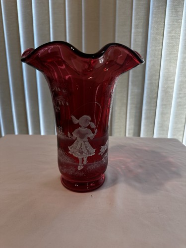 Fenton 2005 Mary Gregory Vase "Blue Bells, Cockle Shell" 6538 EE #727/1850 - 第 1/9 張圖片