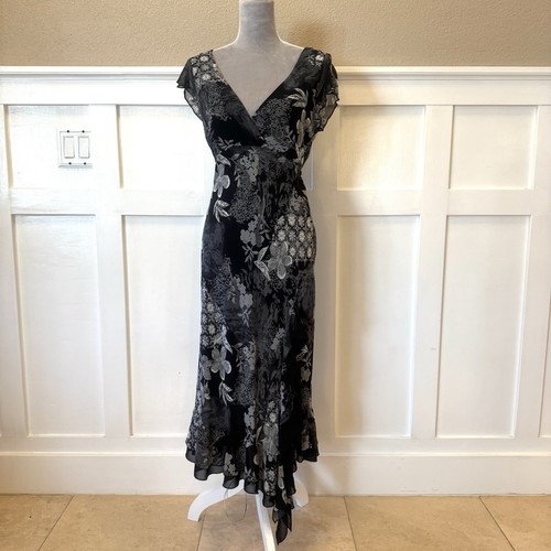 Maxi Abito Anna Bianco e Nero Floreale Taglia:XL Elegance Party Vestito Foderato - Foto 1 di 16