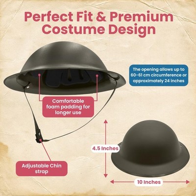 WW2 British Army Brodie Tommy Doughboy Style Costume Plastic