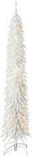 7ft Slim White Tinsel Christmas Tree Pre-Lit W/ 150 Warm White LED Lights