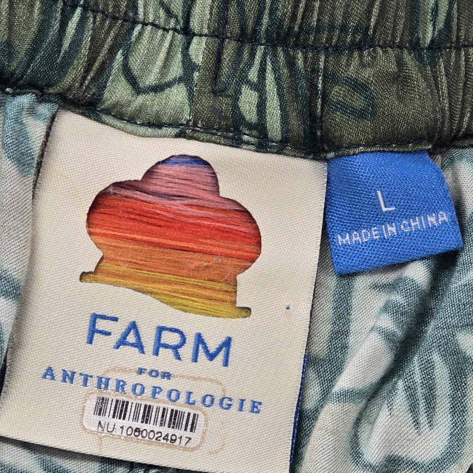 Farm Rio x Anthropologie Floral Jungle Print Wide Leg Satin Pants Green Large - Image 2 of 4