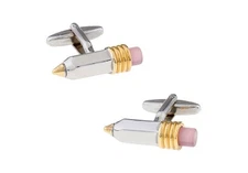 Pencil School Teacher Architect Cufflinks Pair in Gift Box Polishing Cloth