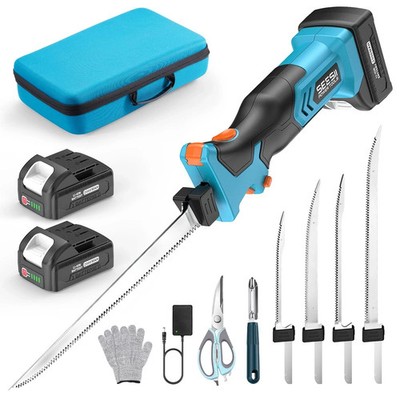 Cordless Electric Fillet Knife 4 Blades Rechargeable Non Slip Grip Safety Lock