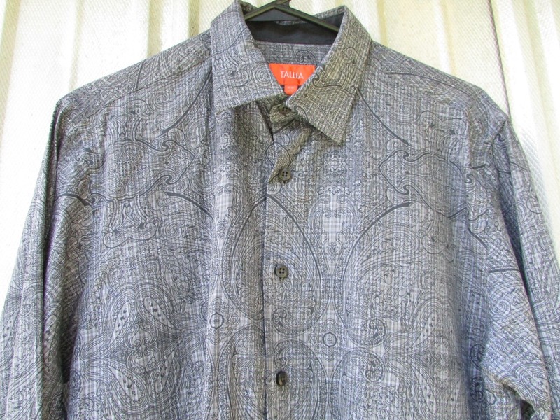 Tallia Black Gray Paisley Long Sleeve Collared Button Up Shirt Size 15.5 M NWT