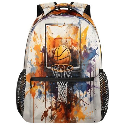 Backpacks for Girls Boys Watercolor Sport Basketball Travel Backpack Laptop B...