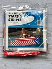 Vtg 1987 NOS Intex Wet Set Stars Stripes Pool Float Inflatable Mat Patriotic USA