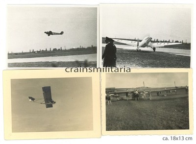 4x Orig. Foto Flugzeug und Segelflugzeug ua Flugplatz Frankfurt am Main Ju 52