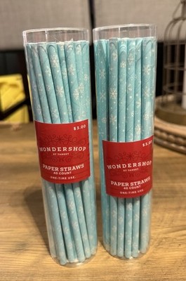 Target Wondershop Set of Two Snowflake Paper Straws 80 count NEW SEALED