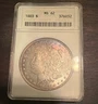 1883 Morgan Silver Dollar $1 ANACS MS62 90% Silver Cert #376032 toner