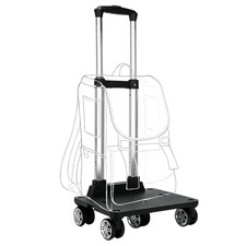 Portable Folding Trolley Cart with 360  Swivel Wheels, Backpack Rolling Luggage