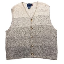 Old Glory Vintage 1990s Grandpa Sweater Vest XL Made in USA Wool Blend Oatmeal