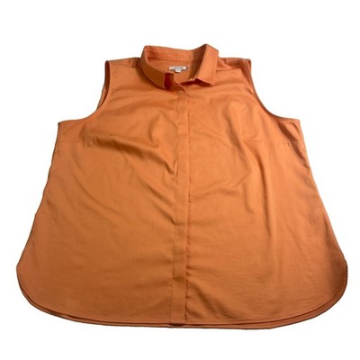 Chicos Sleeveless Button Up Top Womens 3 (XL) Orange Stretch Collared Darted