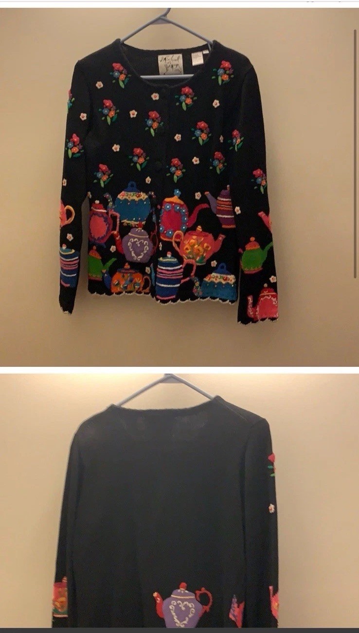 Michael Simon Vintage Teapot Sweater – Kitchen Theme … - Gem