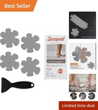 Grey Non-Slip Bath Stickers Set - 12PCS Adhesive Shower Treads with Scraper
