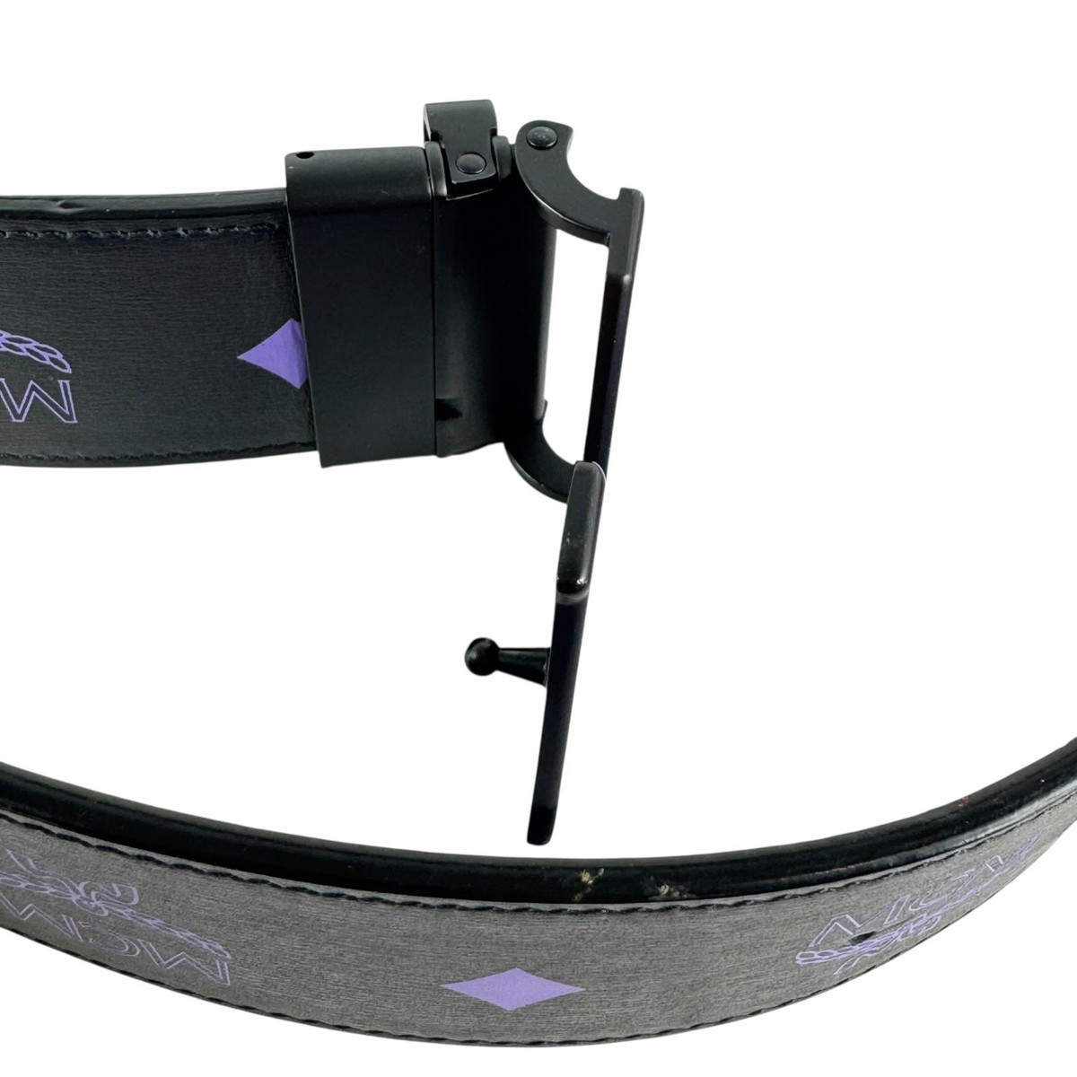 21aw「MCM」Black Visetos Reversible Belt Cut to Size Claus M Reversible Belt 1.75” in Visetos Black