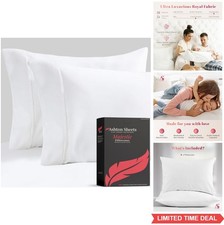 Cotton Pillow Cases Queen Size 1000 Thread Count Cooling Set of 2 White Egyptian