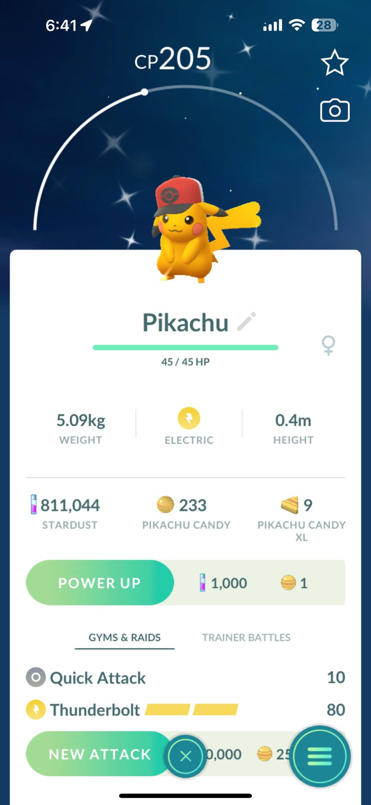 Pokemon Go/Shiny Pikachu Wearing Hilbert's Hat/Unova Tour 2025/Registered Only