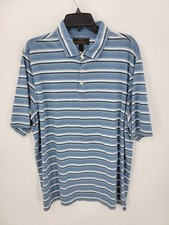 Jos A Bank Reserve Polo Shirt Mens XLT Blue Stripe Traditional Fit Preppy Casual