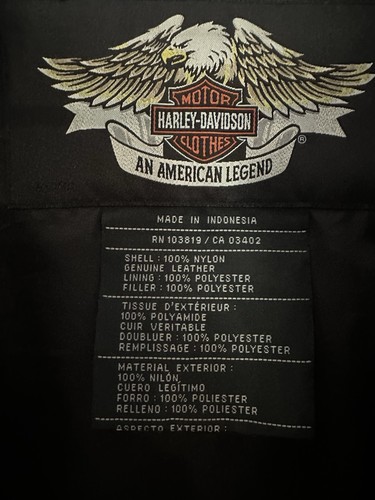 Harley Davidson Jacket Clothes Black 2XL Adjustable Sides Logo Fully Lined - Picture 15 of 24