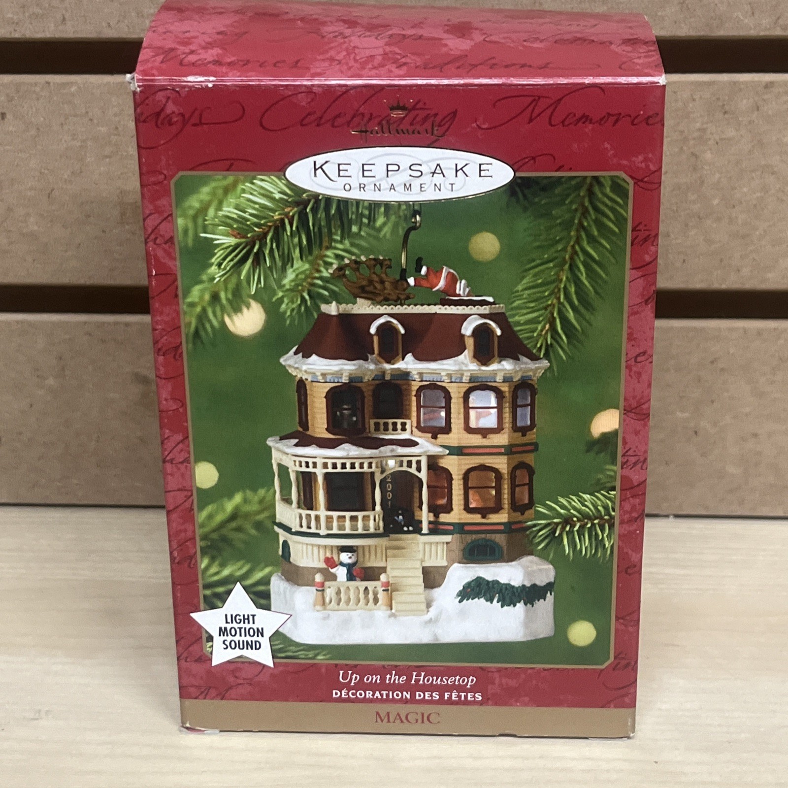 Hallmark Keepsake Ornament 2001 Up On The Housetop Magic Light Motion Sound