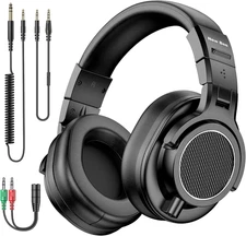 Studio Headphones, DJ Headphones with 50mm Drivers and 6.35mm & 3.5mm Jack for S