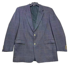 Vintage Burberrys London Wool Houndstooth Blazer Sport Coat Navy Gray Woolmark
