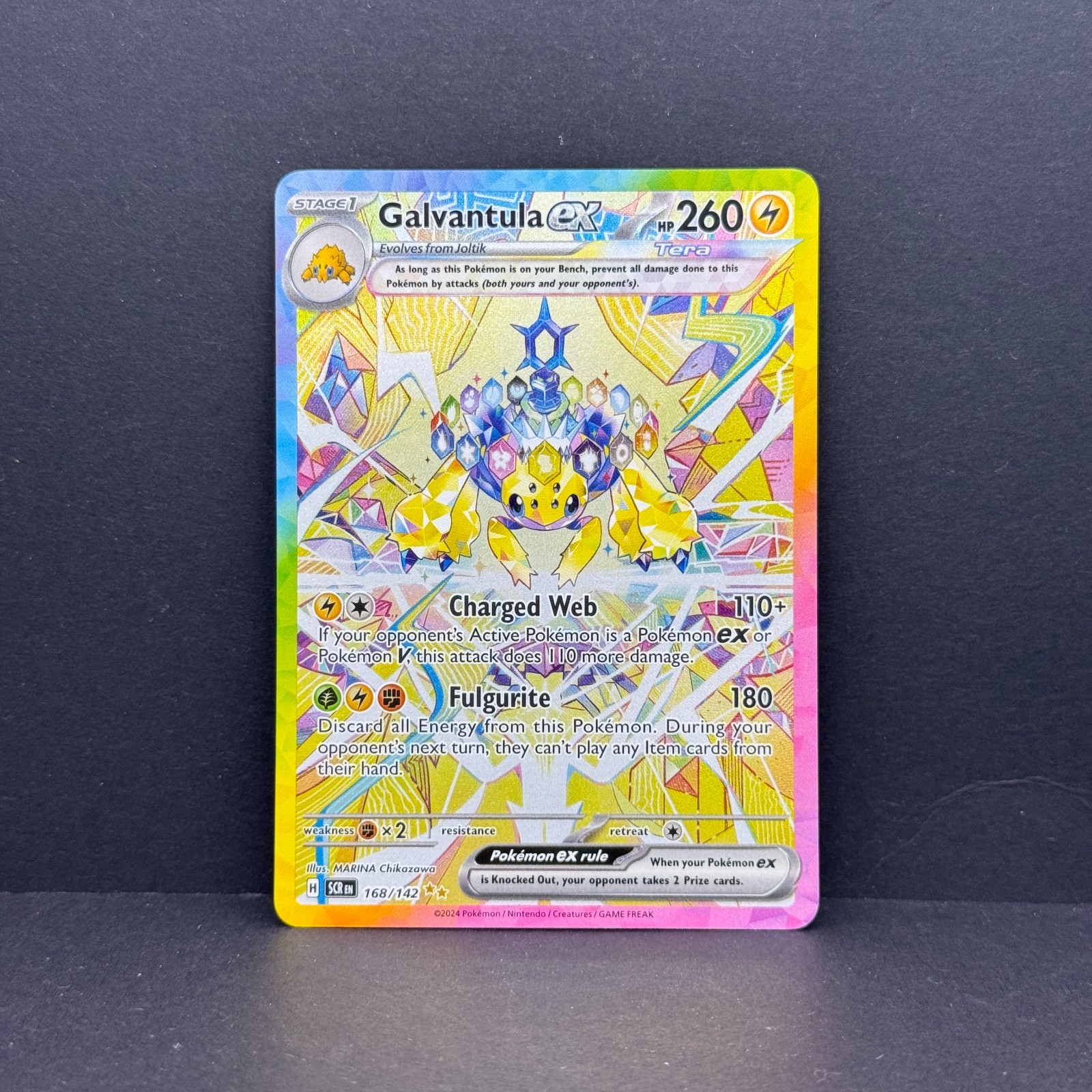 Galvantula ex 168/142 Pokemon Sv07 Stellar Crown SIR Full Art Holo Eng NM