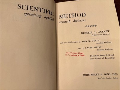 SCIENTIFIC METHOD OPTIMIZING APPLIED RESEARCH DECISIONS-Russell L. Ackoff