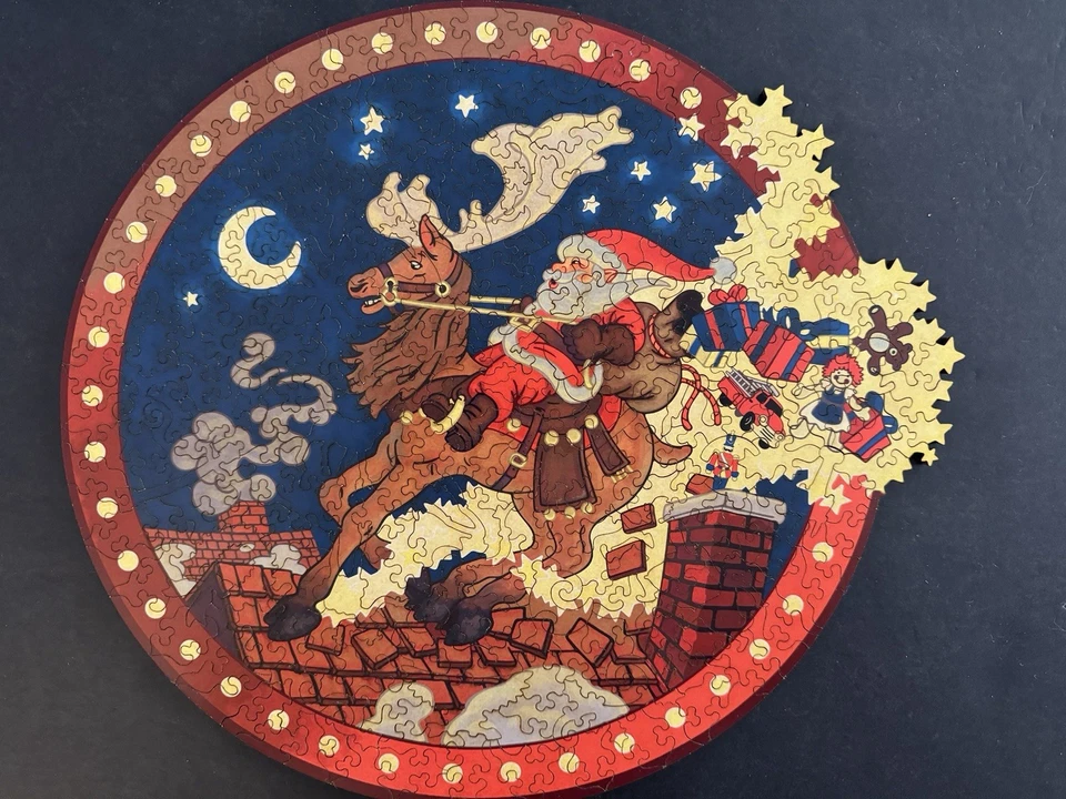 Деревянная головоломка Liberty на вершине дома Santa Christmas снятая с производства - Изображение 2 из 4