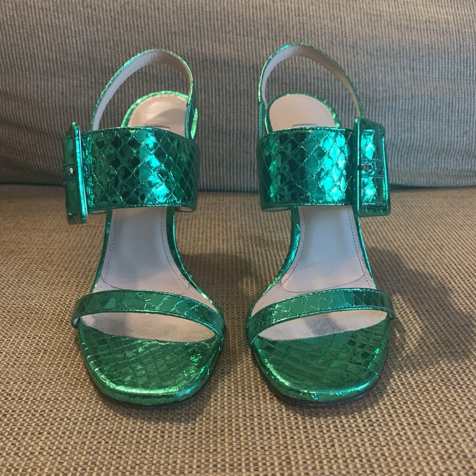 THE ATTICO Mariah Metallic Python Embossed Green … - image 2