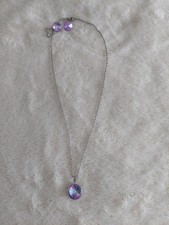 Bijou Brigitte Schmuckset, Kette & Ohrringe mit lila Glaskristall