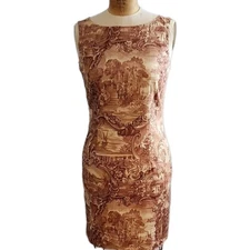 Luciano Tempesta Mini Sheath Dress 4 Sepia Tone Toile Print