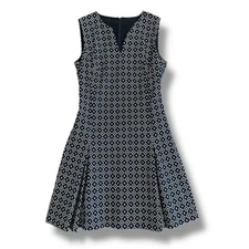 Brooks Brothers Women’s Dress Size 2 Navy White Geometric Sleeveless Fit & Flare