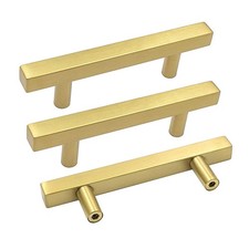 Goldenwarm 10 Pack 3 Inch Gold Cabinet Handles Brushed Brass Kitchen Pulls