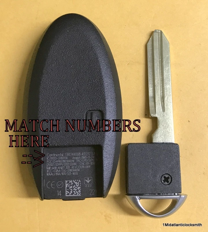 OEM 13-16 NISSAN PATHFINDER MURANO LLAVE INTELIGENTE MANDO A DISTANCIA DE PROXIMIDAD 285E3-9PB5A Foto 2 de 3