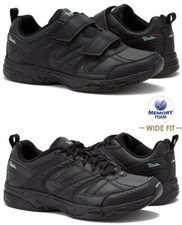 Mens Memory Foam Trainers Wide Fit Faux Leather Walking Running Sports Gym Shoes