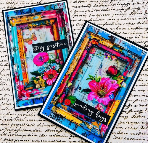 Set of Two Friendship Colorful Flower Greeting Cards Stationery Set - 第 1/3 張圖片