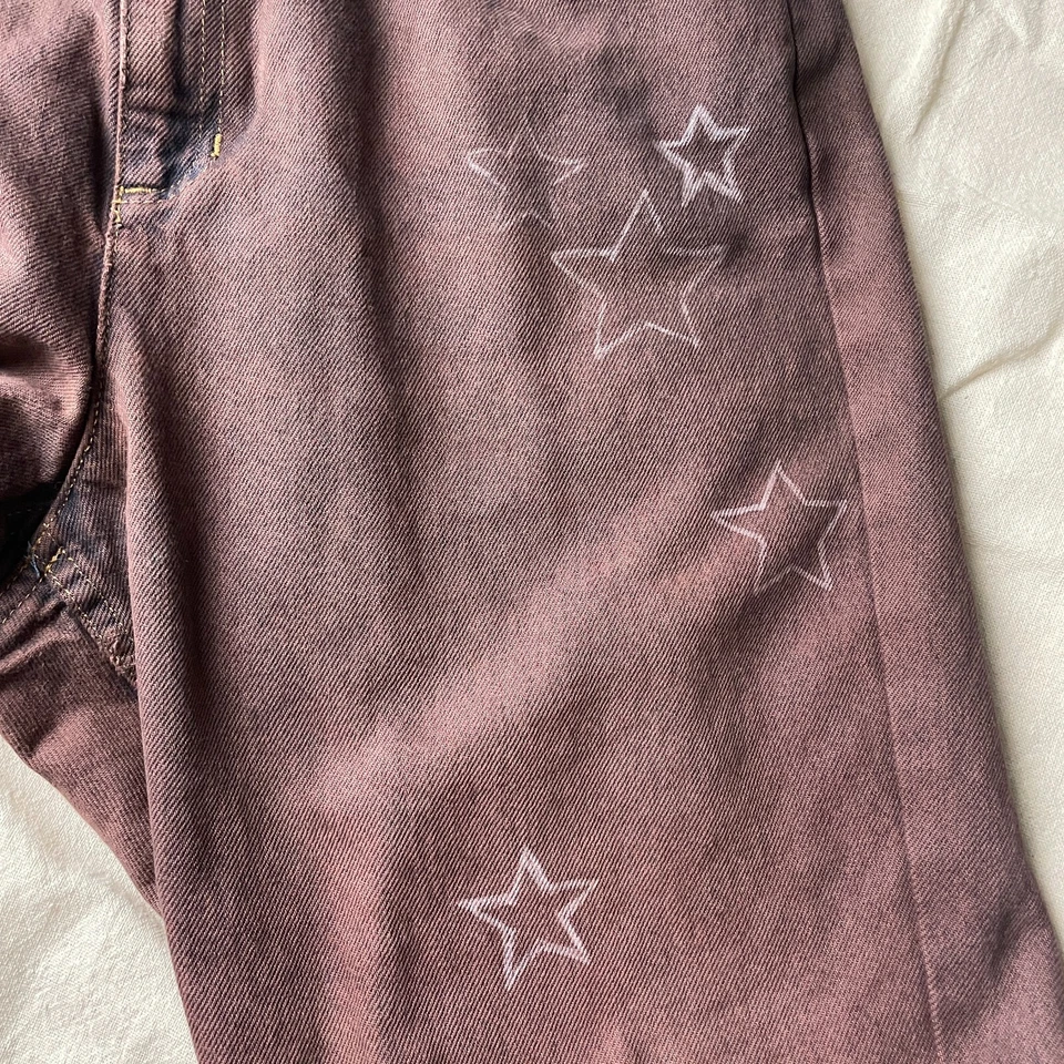 Liz Claiborne Vintage Star Print Distressed Jeans 16S Black Bleached Denim Punk - Image 4 of 4