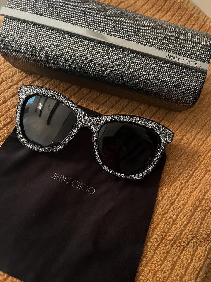 Jimmy Choo Sparkly Silver sunglasses In Original Case-worn once - Image 2 of 3