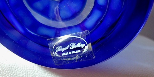 ROYAL GALLERY Gorgeous Blue Swirls Handkerchief Style 12" Vase 1999 Made Poland - Picture 3 of 3