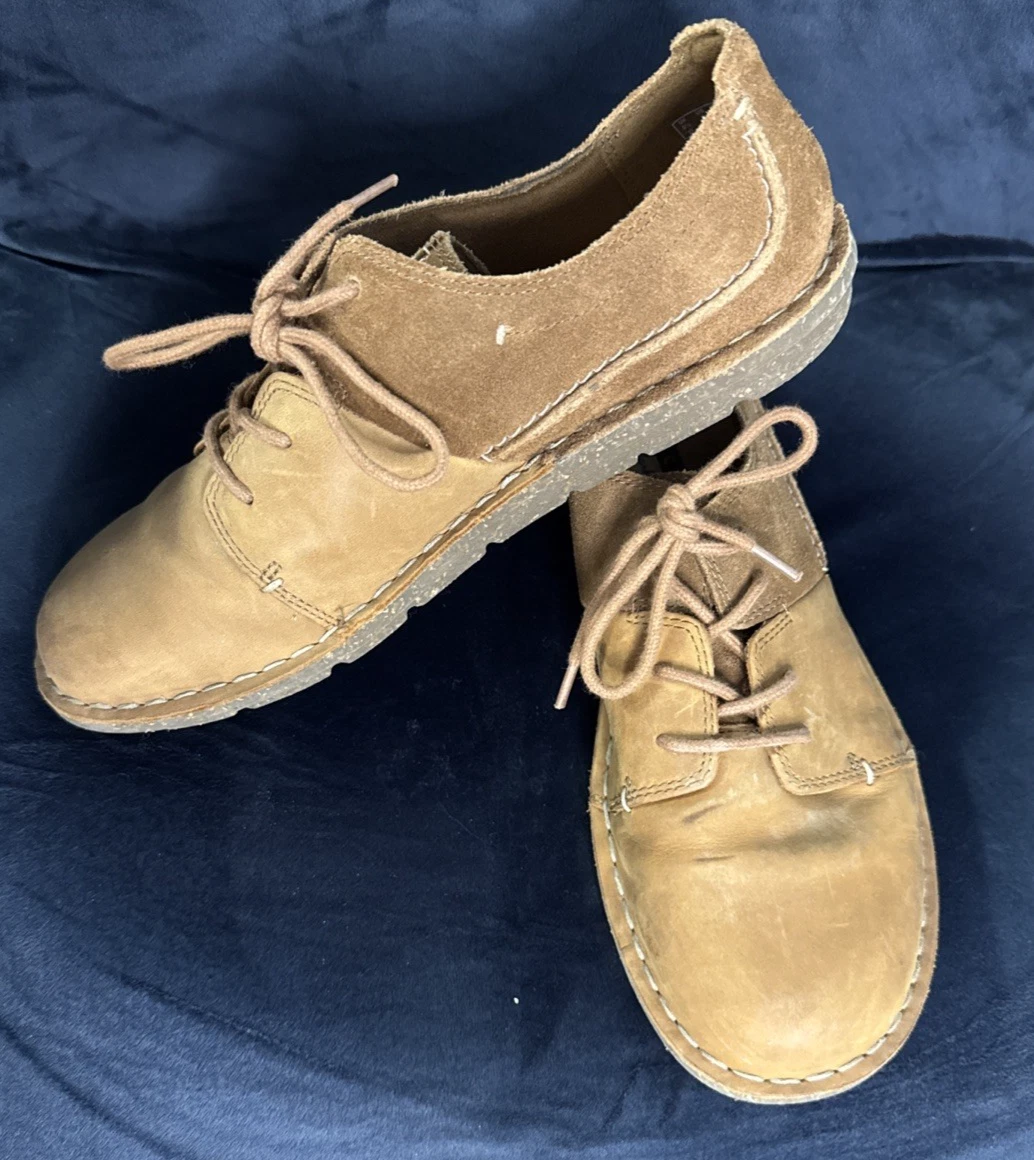 CLARKS RARO!! Mocassini stringati donna Clark's vintage marrone camoscio bicolore taglia 8 BELLI!!