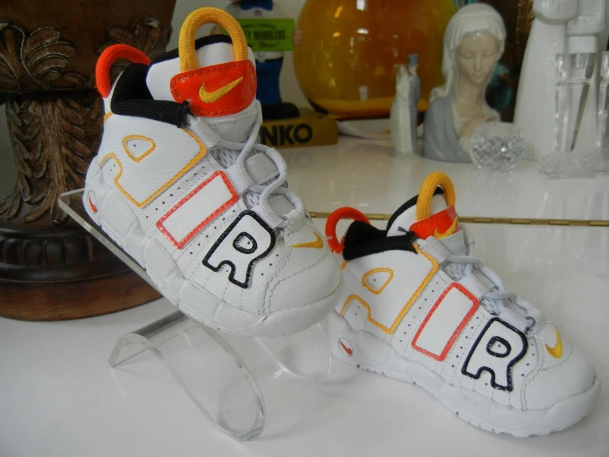 NIKE AIR MORE UPTEMPO TD ROSWELL RAYGUN UNISEX KIDS WHITE FAUX LEATHER  SHOES 5C