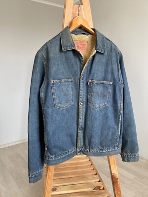 Vintage Levi's Fur Lined Denim Sherpa Trucker Jacket Mens's Size L