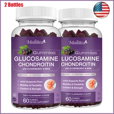 2 *60pcs  Glucosamine Chondroitin Gummies 1500mg MSM Antioxidant Joint Support