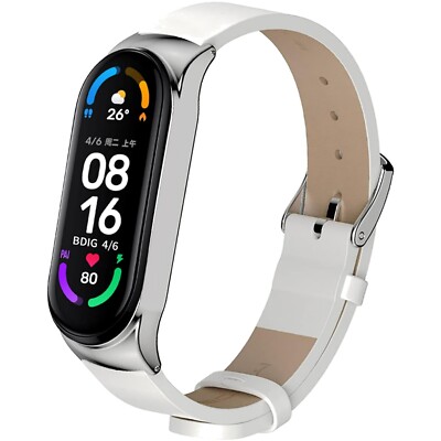 Verschiedene Farben: Xiaomi Mi Band 3/4/5/6 Leder Ersatzarmband mit Gummiringen