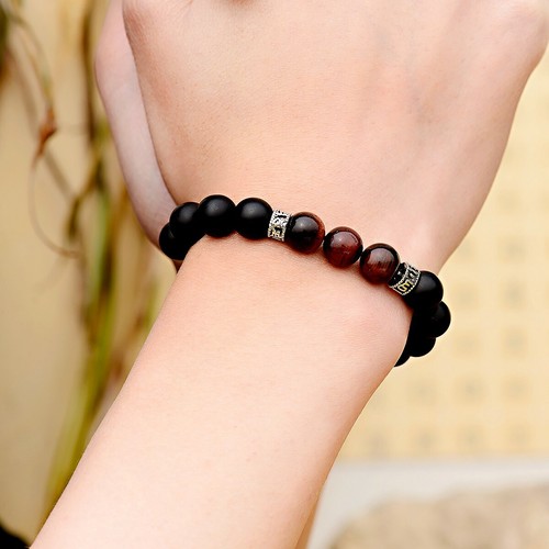 8mm Red Tigers Eye Onyx Gemstone Sanskrit Beaded Men Women Charm Bracelets Gifts - Picture 8 of 12